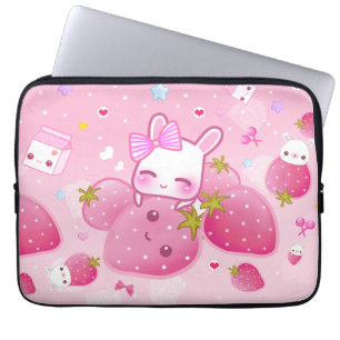 Niedliche Häschen- und kawaiierdbeeren Laptopschutzhülle