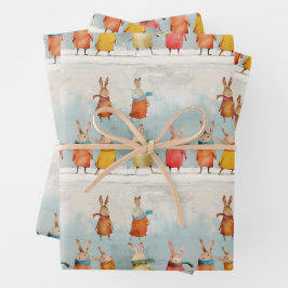 Niedliche Hasen, die im Schnee spielen Geschenkpapier Set