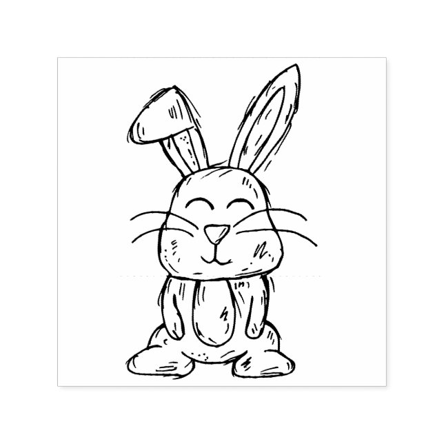 Niedliche Hasen-Karikatur Art Permastempel (Design)