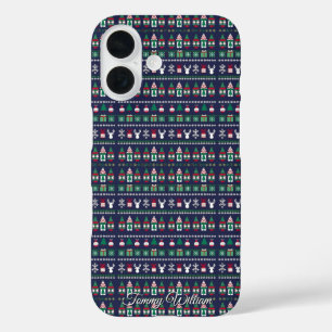 niedliche hässliche Weihnachtsmuster iPhone 16 Hülle