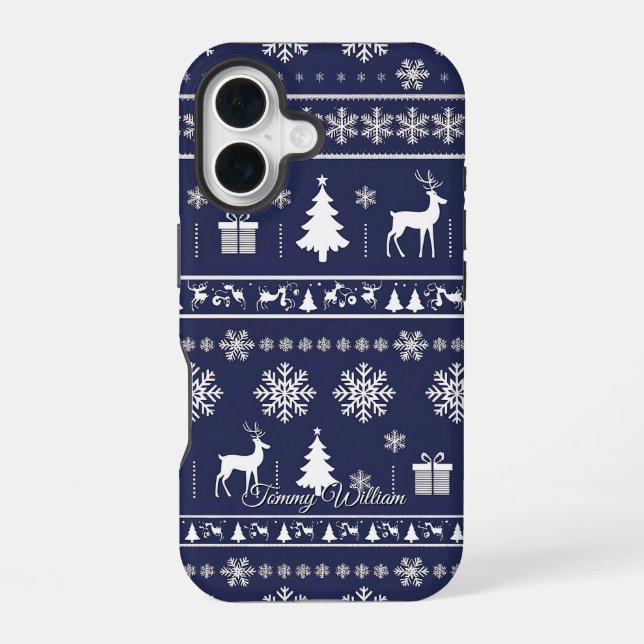 niedliche hässliche Weihnachtsmuster iPhone 16 Hülle (Rückseite)