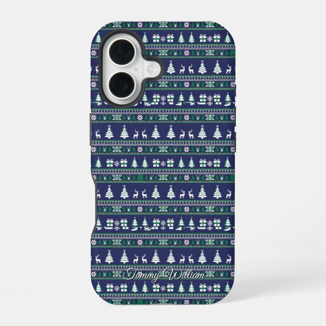 niedliche hässliche Weihnachtsmuster iPhone 16 Hülle (Rückseite)