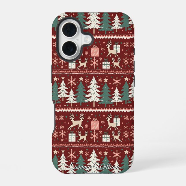 niedliche hässliche Weihnachtsmuster iPhone 16 Hülle (Rückseite)