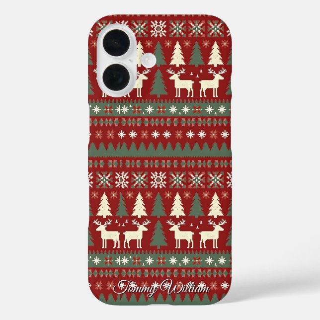 niedliche hässliche Weihnachtsmuster iPhone 16 Hülle (Rückseite)
