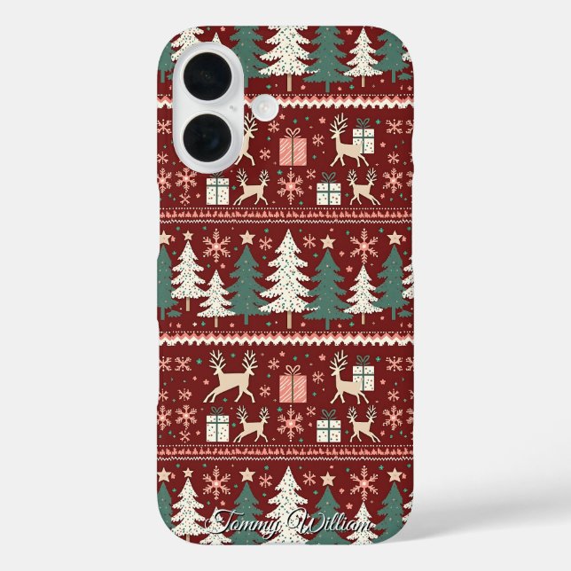 niedliche hässliche Weihnachtsmuster iPhone 16 Hülle (Rückseite)