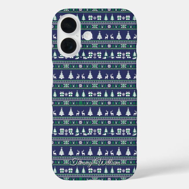 niedliche hässliche Weihnachtsmuster iPhone 16 Hülle (Rückseite)
