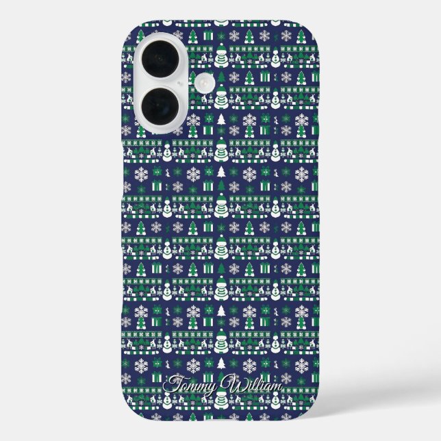 niedliche hässliche Weihnachtsmuster iPhone 16 Hülle (Rückseite)