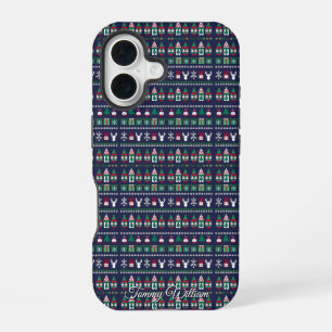 niedliche hässliche Weihnachtsmuster iPhone 16 Hülle