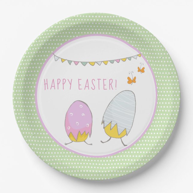 Niedliche Hatched Chicks - Happy Oaster Pappteller (Vorderseite)
