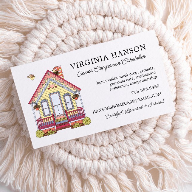 Niedliche Hausbetreuung Visitenkarte (Cute Home Illustrated Small Business Card)