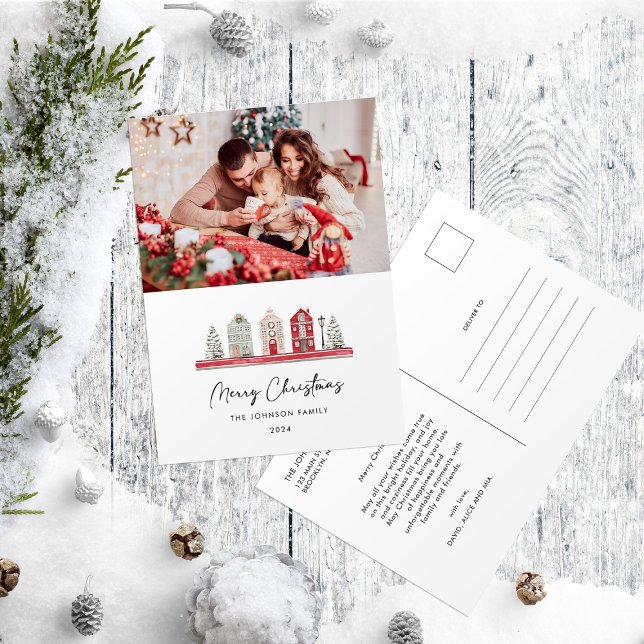 Niedliche Häuser im Foto der traditionellen Weihna Postkarte (Von Creator hochgeladen)