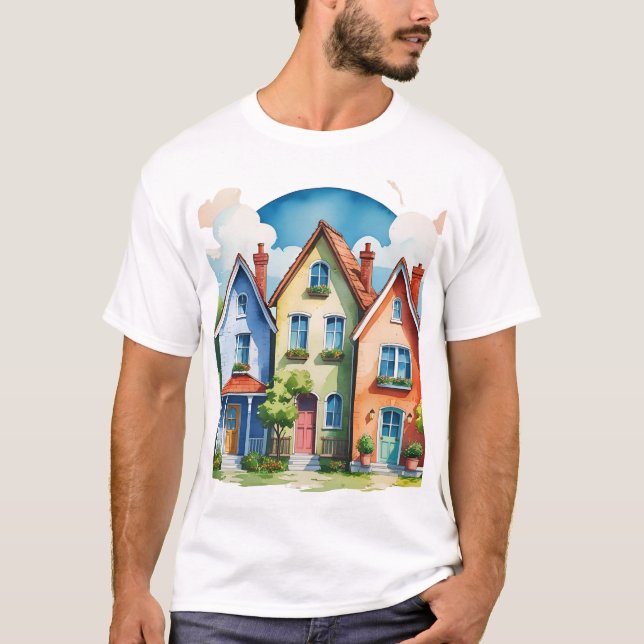 niedliche Häuser T-Shirt (Vorderseite)