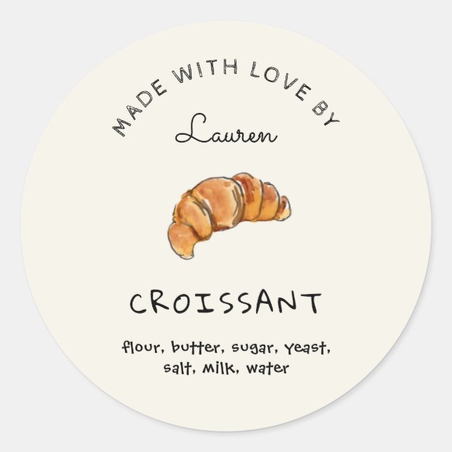 Niedliche hausgemachte Croissant Runder Aufkleber (Vorderseite)