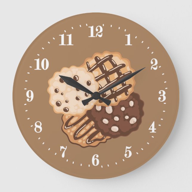 niedliche hausgemachte Kochkuchen Große Wanduhr (Vorderseite)