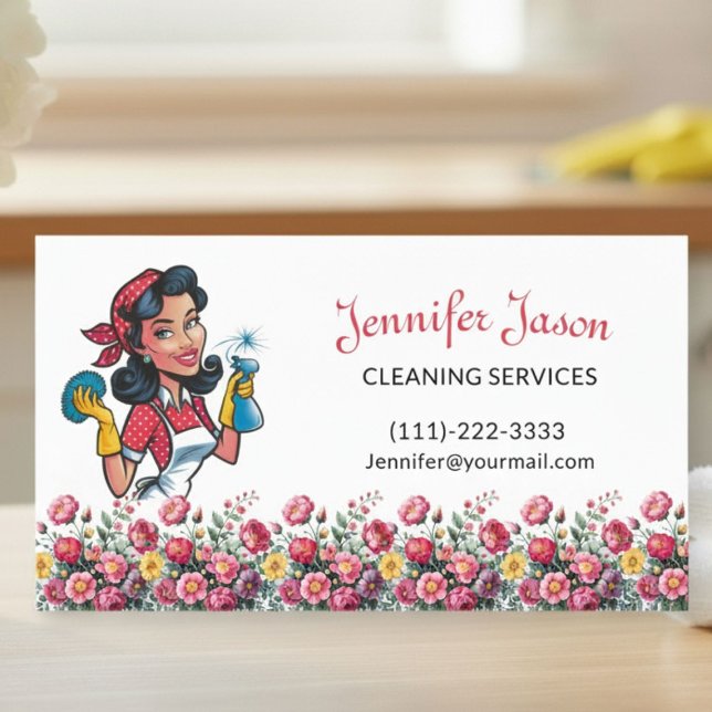 Niedliche Hausreinigung Blumengehilfsgeschäft Visitenkarte (Von Creator hochgeladen)