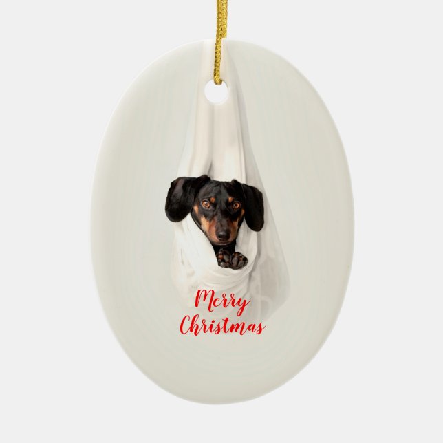 Niedliche Haustiere Familie Welpe Hund Weihnachten Keramik Ornament (Vorne)