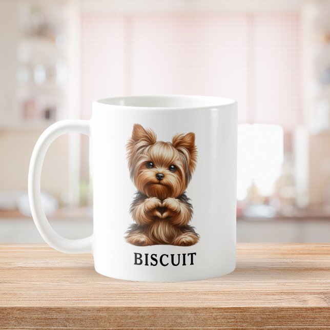 Niedliche Haustiere Yorkie Herzklopfen mit Paws Kaffeetasse (Cute Pet Yorkie Creating a Heart with Paws Coffee Mug)