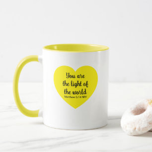 Niedliche Heart Bible Verse Worte Jesu Gelb Tasse