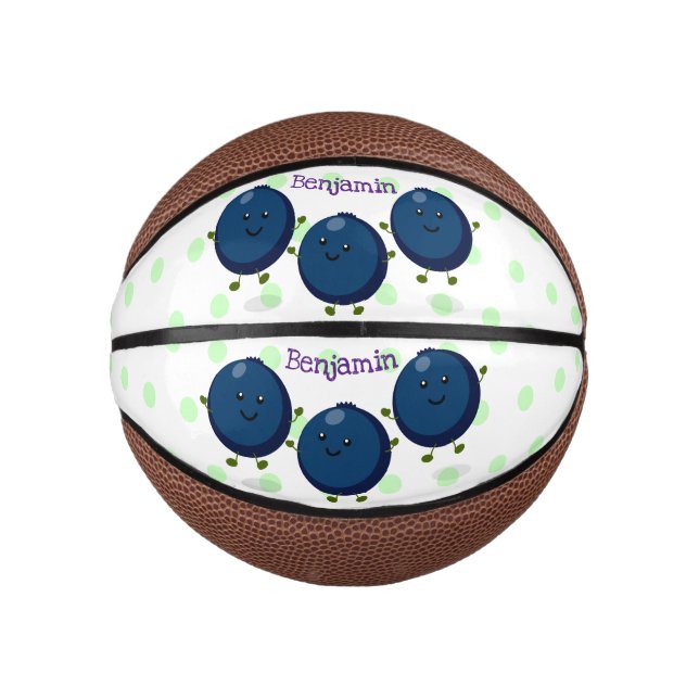 Niedliche Heidelbeeren lila Cartoon-Abbildung Mini Basketball (Vorderseite)