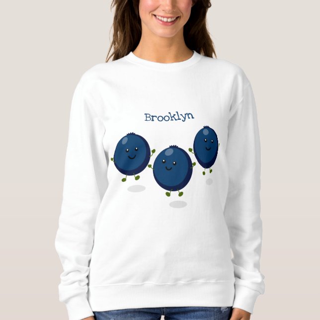 Niedliche Heidelbeeren lila Cartoon-Abbildung Sweatshirt (Vorderseite)