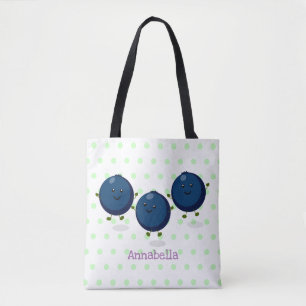 Niedliche Heidelbeeren lila Cartoon-Abbildung Tasche