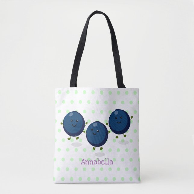 Niedliche Heidelbeeren lila Cartoon-Abbildung Tasche (Vorderseite)