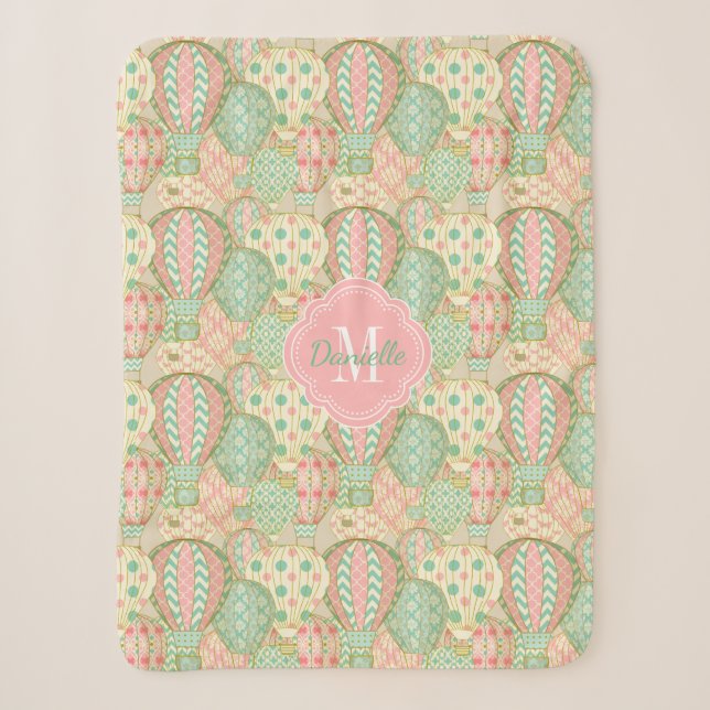 Niedliche Heißluftballons mit Monogramm Sherpadecke (Vorderseite)