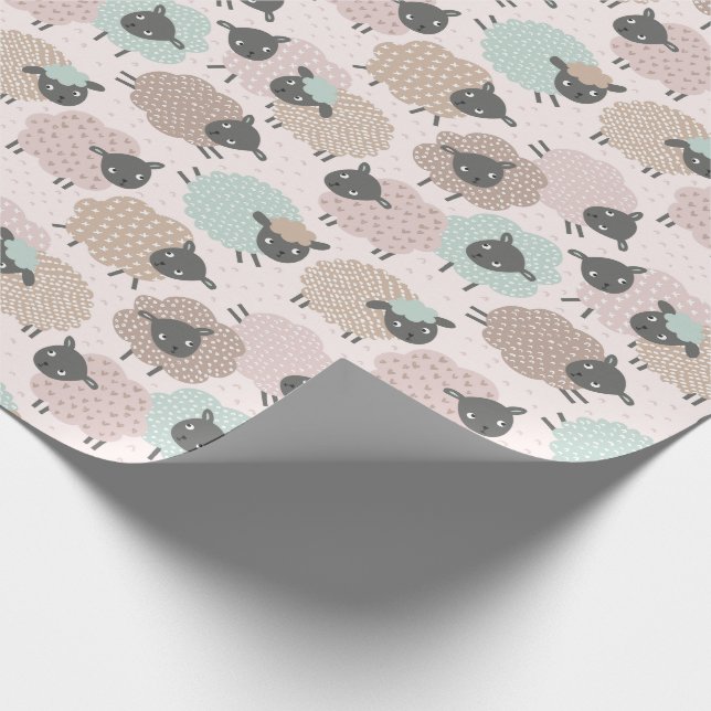 Niedliche, hellbeige Pfefferminze auf Creme Geschenkpapier (Ecke)