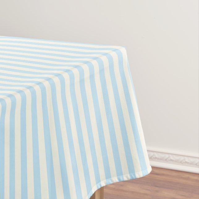 Niedliche hellblaue Elfenbeinstreifen Tischdecke (Beispiel)