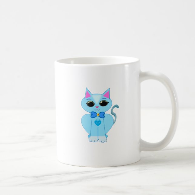Niedliche, hellblaue Kitty Cat Kaffeetasse (Rechts)