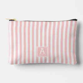 Niedliche, hellblaue rosa Streifen Mit Monogramm V Zubehörtasche