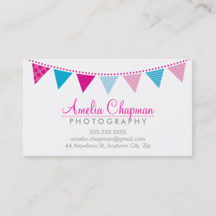 NIEDLICHE HELLE BUNTING fett Party Rosa Aqua Blau Visitenkarte