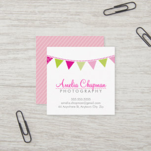 NIEDLICHE HELLE BUNTING fett Party Rosa Kalkgrün Quadratische Visitenkarte