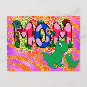Niedliche helle Mama Dinosaurier Muttertag Gruß Postkarte