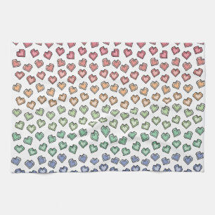 Niedliche Helle Pastel Rainbow Gemstone Herzmuster Geschirrtuch