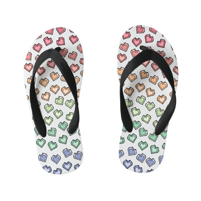 Niedliche Helle Pastel Rainbow Gemstone Herzmuster Kinderbadesandalen (Fußbett)