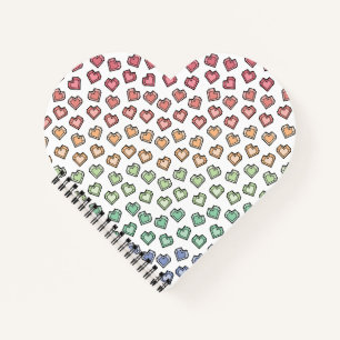 Niedliche Helle Pastel Rainbow Gemstone Herzmuster Notizbuch