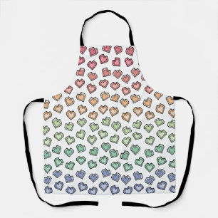 Niedliche Helle Pastel Rainbow Gemstone Herzmuster Schürze