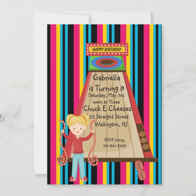 Niedliche, helle und gestreifte einladung (Vorderseite)