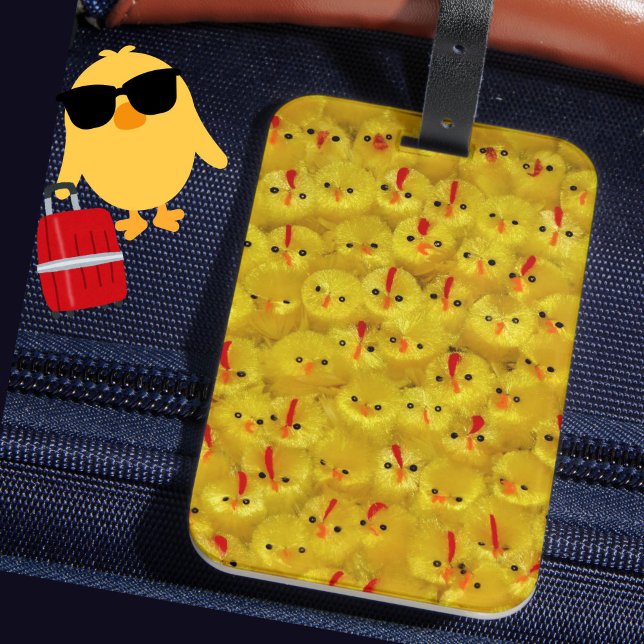 NIEDLICHE, hellgelbe Chicks - Gepäckmarke Gepäckanhänger (Never lose your suitcase again with this fun, bright yellow chicks pattern luggage tag!)