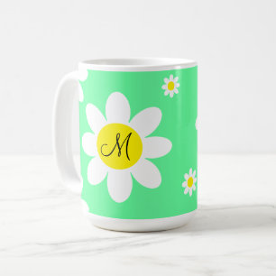Niedliche, hellgrüne und weiße Blüteninitis Kaffeetasse