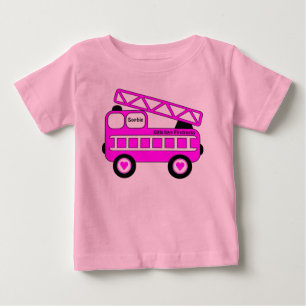 Niedliche, hellrosa Girls Fireruckdesign Baby T-shirt