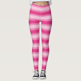 Niedliche, hellrosa, rosa und Hot-Pink Streifen Le Leggings