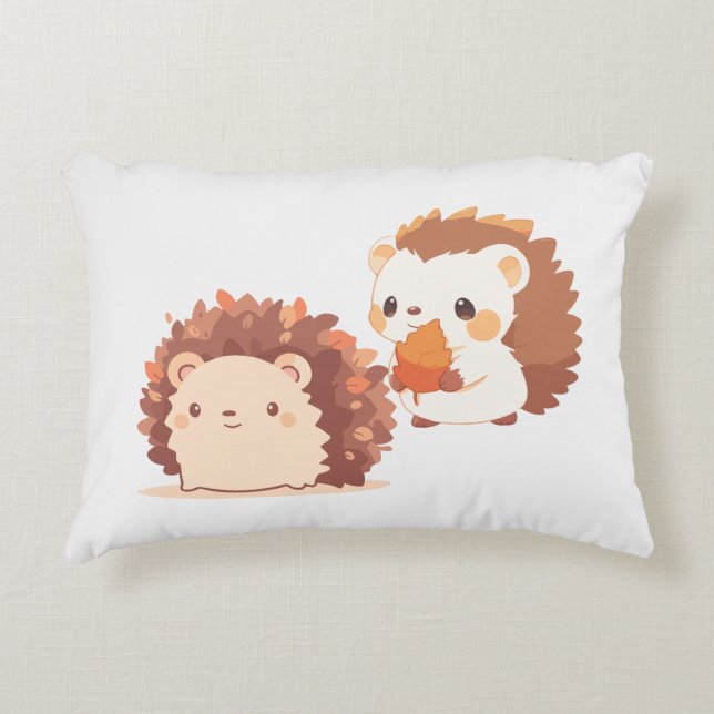 Niedliche Herbst-Igel - Kawaii Fall Forest Animes Dekokissen (Vorderseite)