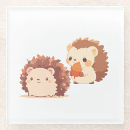 Niedliche Herbst-Igel - Kawaii Fall Forest Animes Glasuntersetzer
