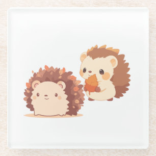 Niedliche Herbst-Igel - Kawaii Fall Forest Animes Glasuntersetzer