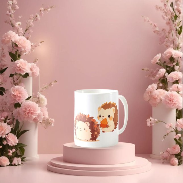 Niedliche Herbst-Igel - Kawaii Fall Forest Animes Zweifarbige Tasse (Von Creator hochgeladen)