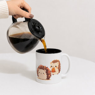 Niedliche Herbst-Igel - Kawaii Fall Forest Animes Zweifarbige Tasse