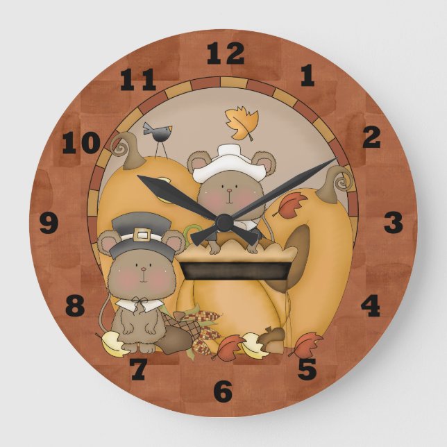 Niedliche Herbst-Wand-Uhr Große Wanduhr (Vorderseite)