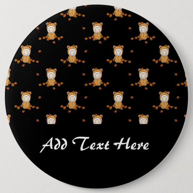 Niedliche Herbstbabys im Muster fallender Blätter Button (Vorderseite)